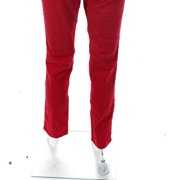 NEW Les Canebiers Straight Trousers Red Size Large - Picture 6 of 9